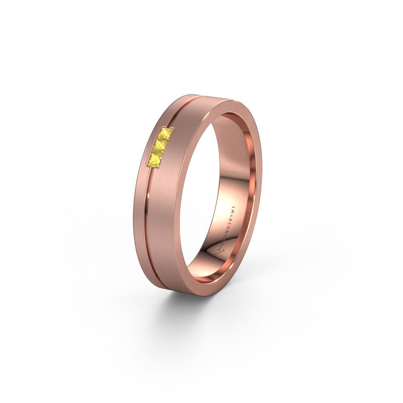 Trouwring WH0158L14X 585 rosé goud gele saffier ±4,5x1.4 mm