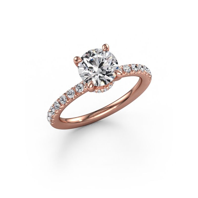 Bague de fiançailles Crystal rnd 4 EXPRESS 585 or rose zircone 7 mm