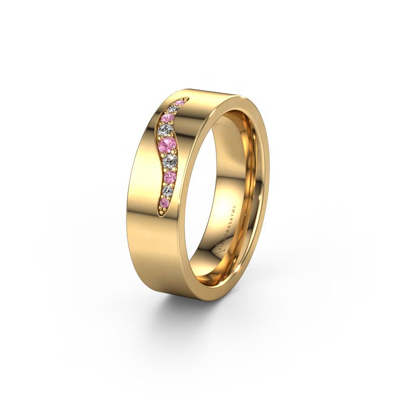 Wedding ring WH2053L16BP 585 gold pink sapphire ±6x2 mm