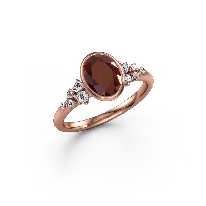 Engagement ring Aliyah OVL 585 rose gold garnet 8x6 mm