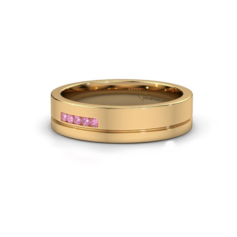 Afbeelding van Trouwring WH0307L15AP 585 goud roze saffier ±5x1.7 mm