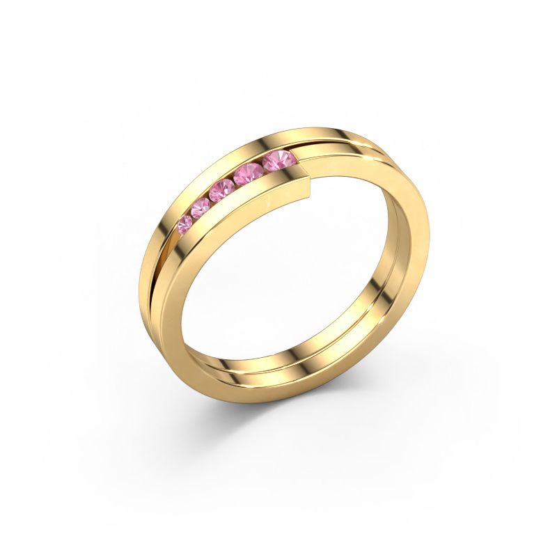 Ring Cato 585 goud roze saffier 2.2 mm