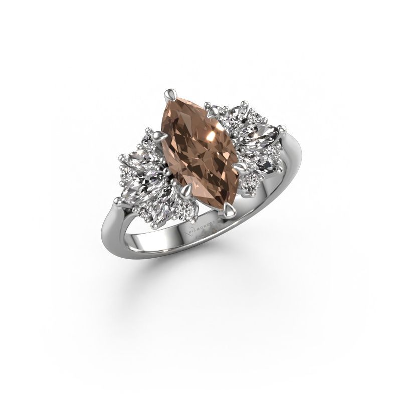 Bague de fiançailles Jaimie 585 or blanc diamant brun 2.344 crt