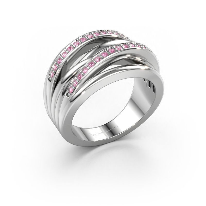 Ring Annabel 2 585 white gold pink sapphire 1.2 mm
