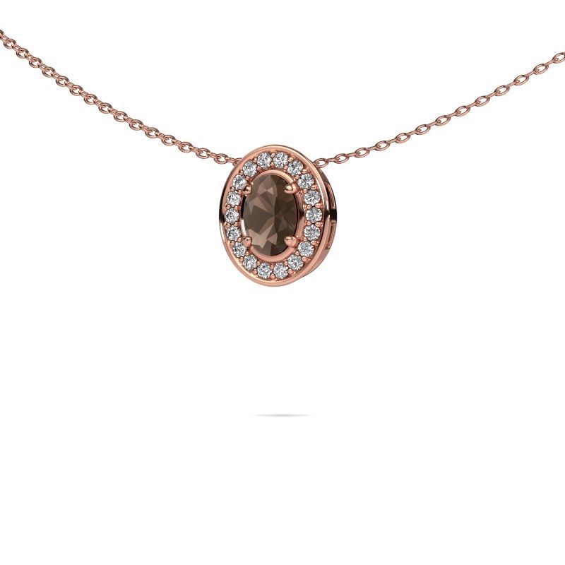 Kette Madelon 585 Roségold Rauchquarz 6x4 mm