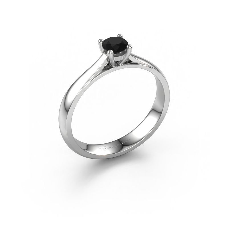 Verlovingsring Sam 585 witgoud zwarte diamant 0.36 crt