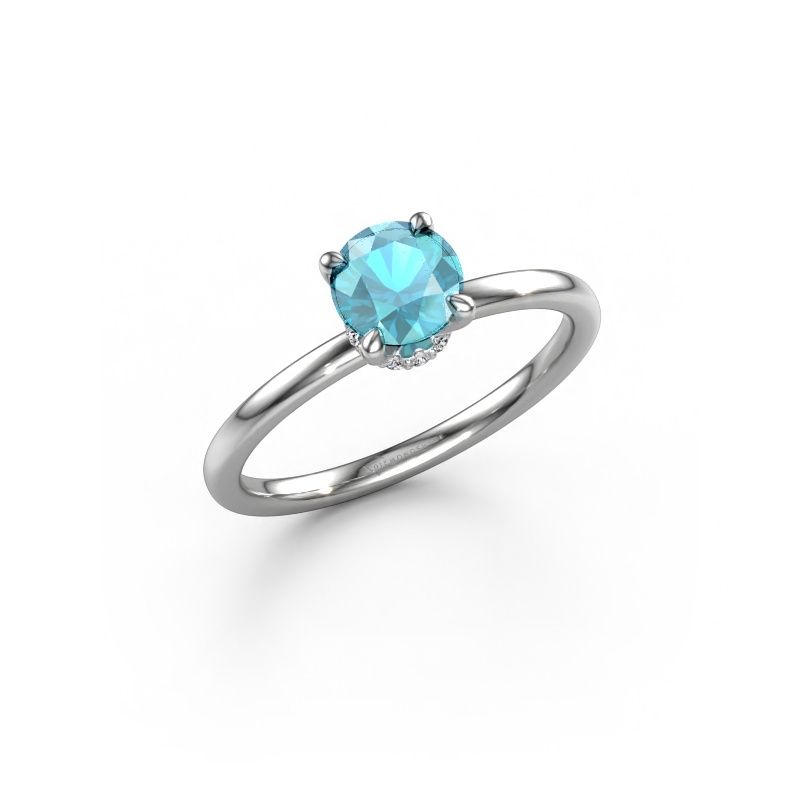 Verlovingsring Crystal RND 3 950 platina blauw topaas 5.5 mm