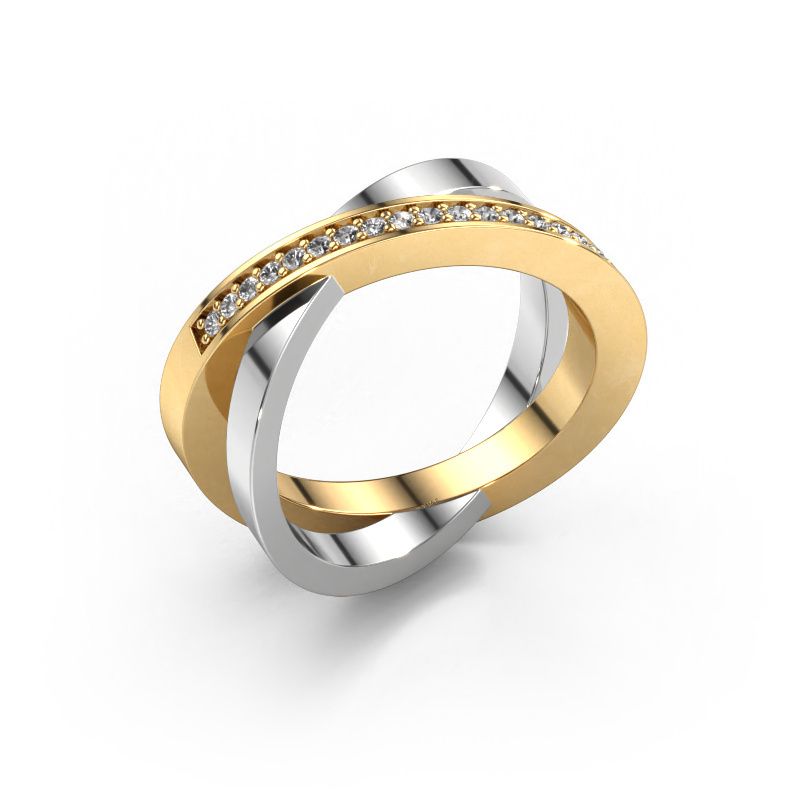 Bague Julie 585 or jaune diamant synthétique 0.143 crt