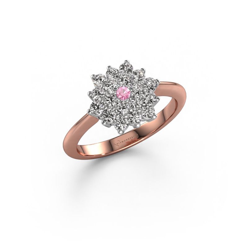 Forlovelsesring Vickey 585 roségull rosa safir 2 mm