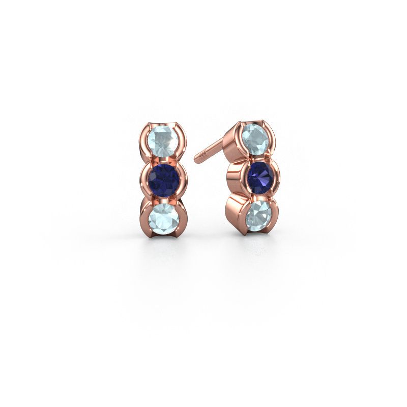 Boucles d'oreilles Lotte 585 or rose aigue-marine 3 mm