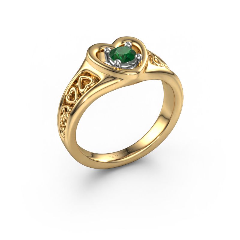 Bague Eura 585 or jaune emeraude 4 mm