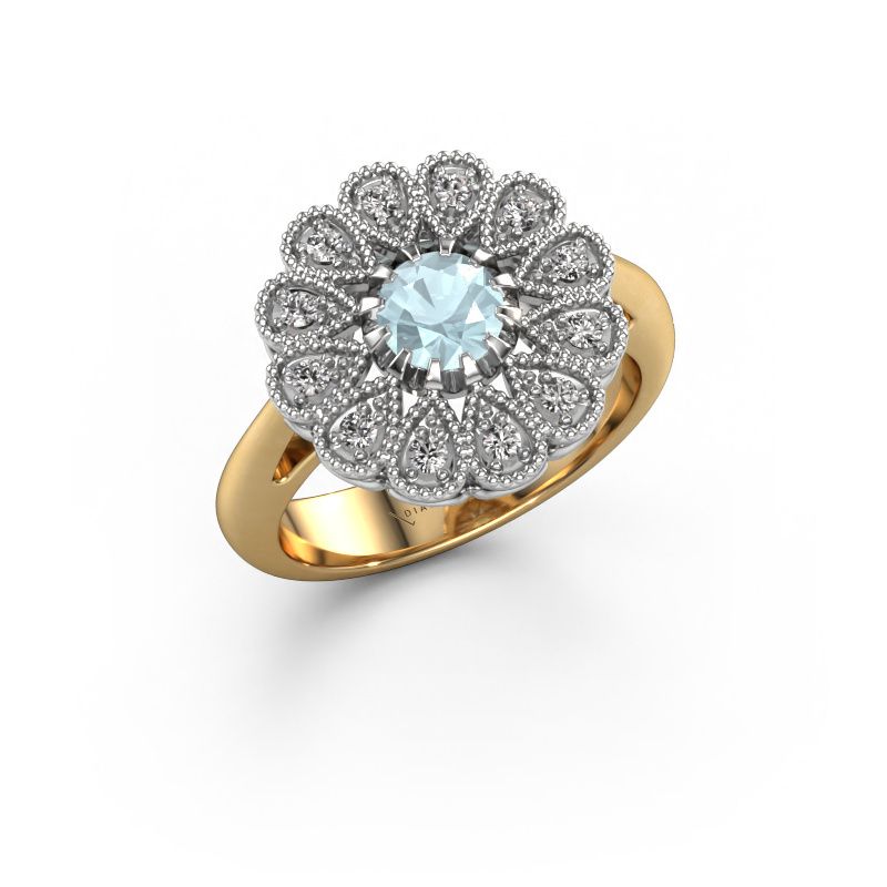 Engagement ring Kaat 585 gold aquamarine 5 mm