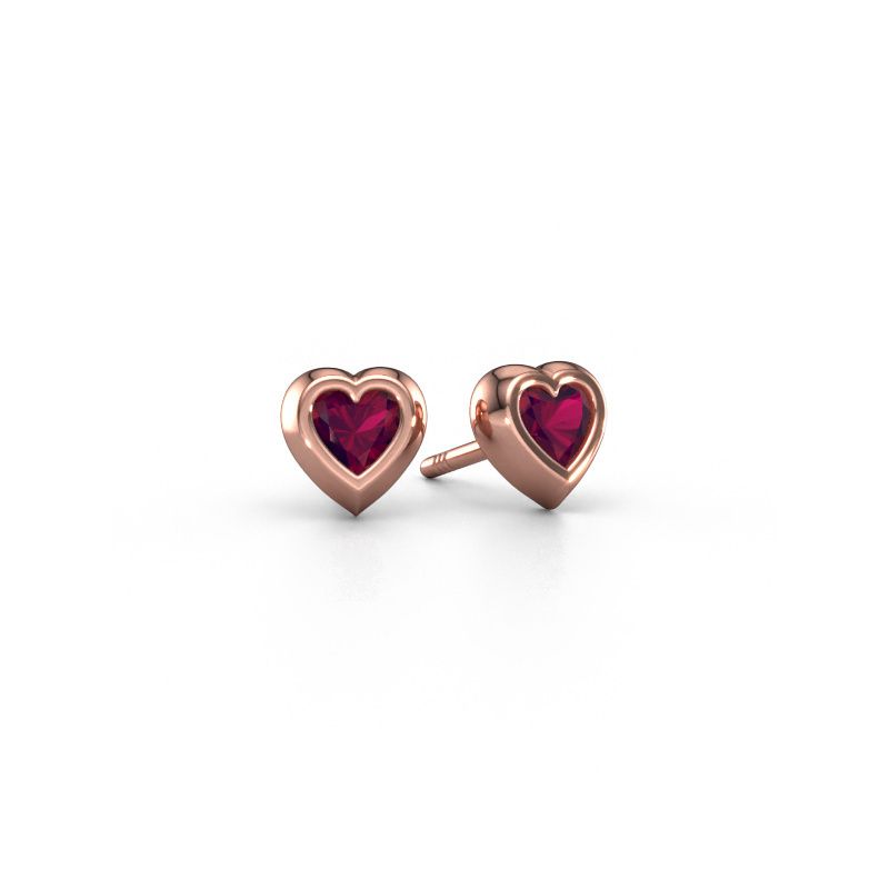 Clous d'oreilles Charlotte 585 or rose rhodolite 4 mm