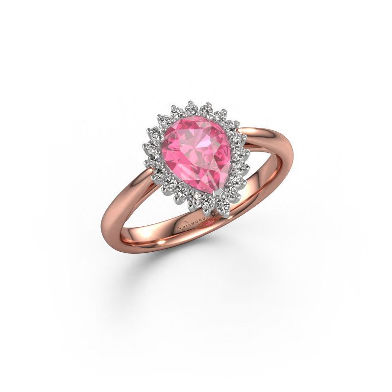 Forlovelsesring Tilly per 1 585 roségull rosa safir 8x6 mm