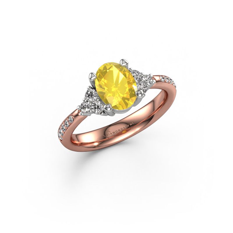 Verlobungsring Aleida OVL 2 585 Roségold Gelb Saphir 8x6 mm
