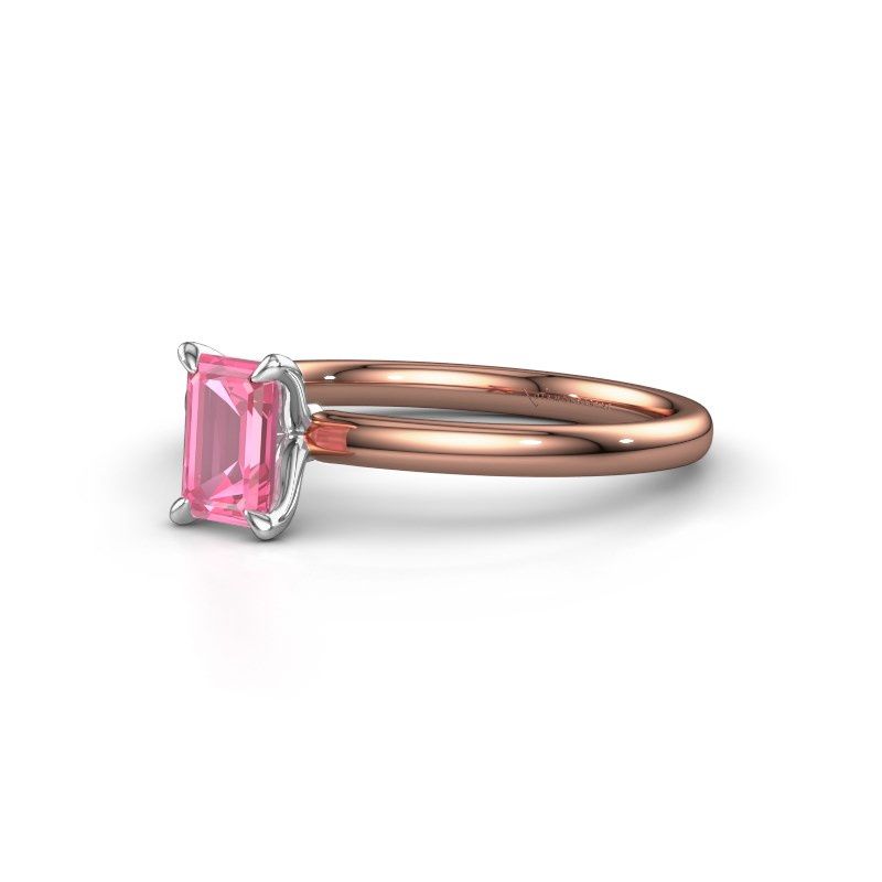 Afbeelding van Verlovingsring Crystal EME 1 585 rosé goud roze saffier 6x4 mm