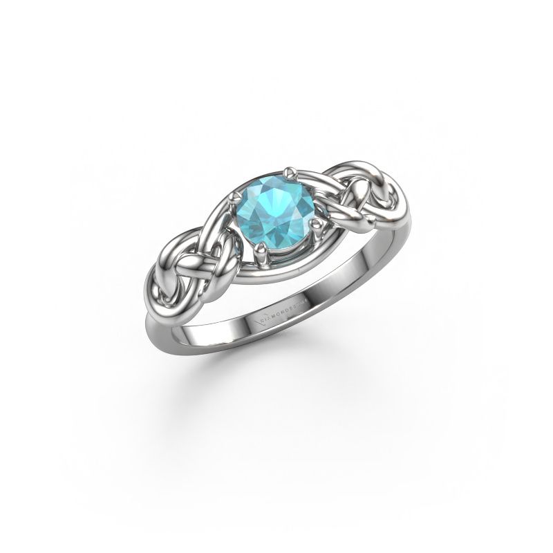 Bague Zoe 585 or blanc topaze bleue 5 mm