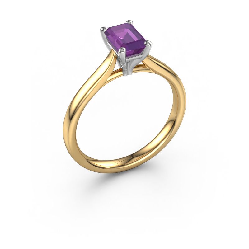 Verlovingsring Mignon EME 1 585 goud amethist 6.5x4.5 mm