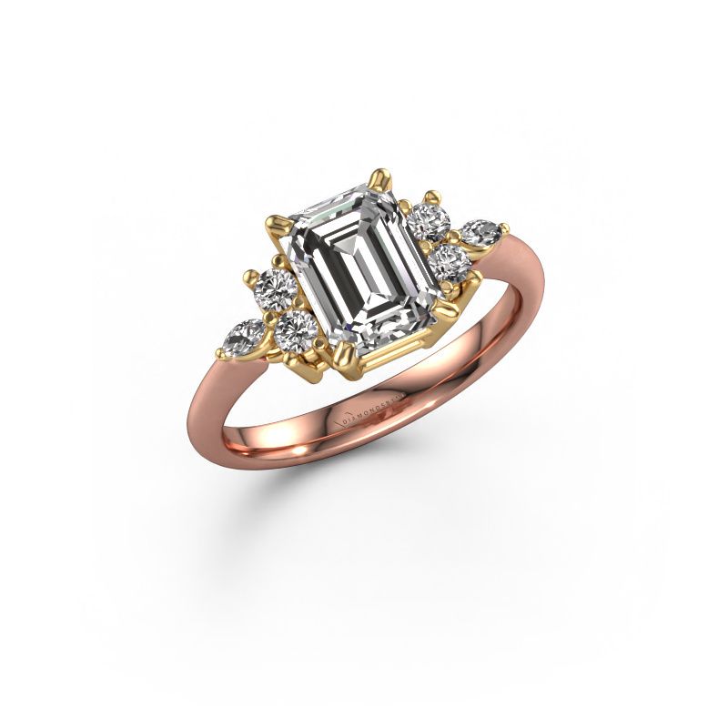 Bague Sade 585 or rose zircone 8x6 mm