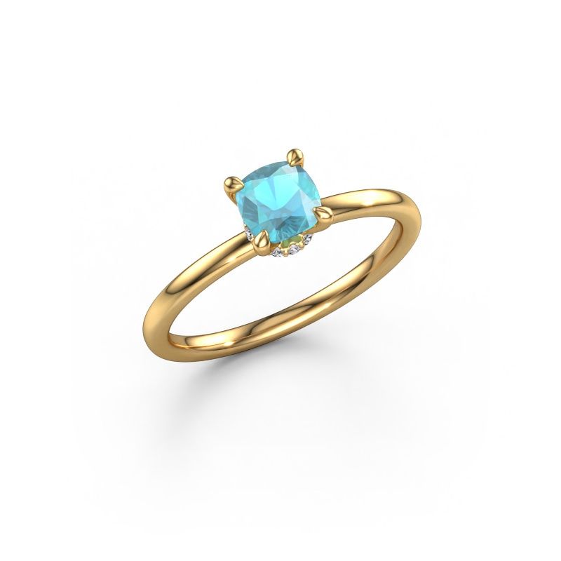 Engagement ring Crystal CUS 3 585 gold blue topaz 5 mm