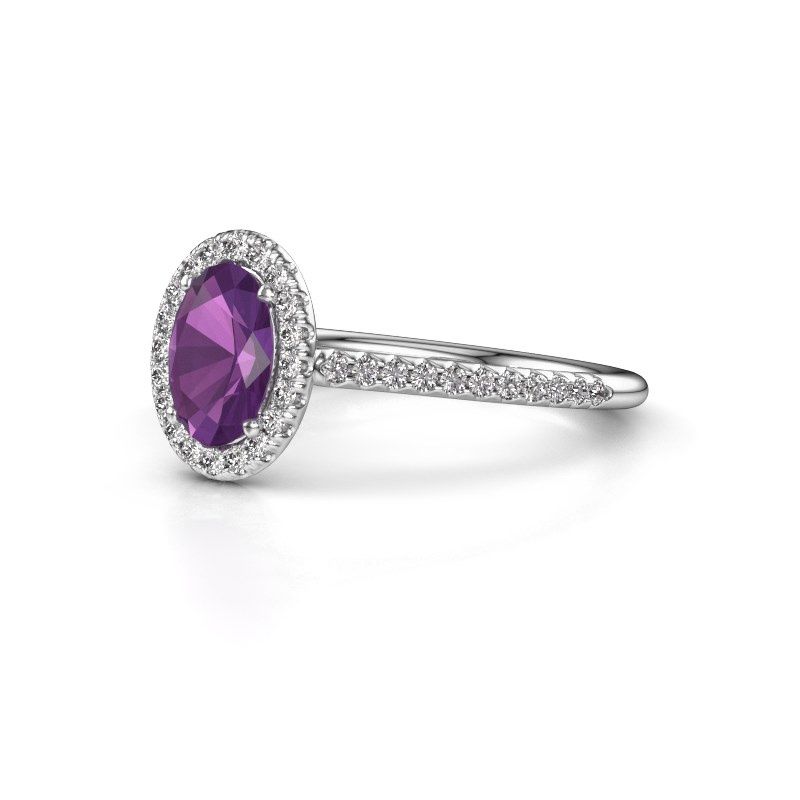 Image of Engagement ring seline ovl 2<br/>950 platinum<br/>Amethyst 7x5 mm