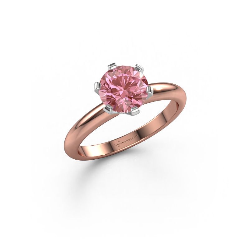 Engagement ring Tiffy 1 585 rose gold pink lab grown diamond 7 mm