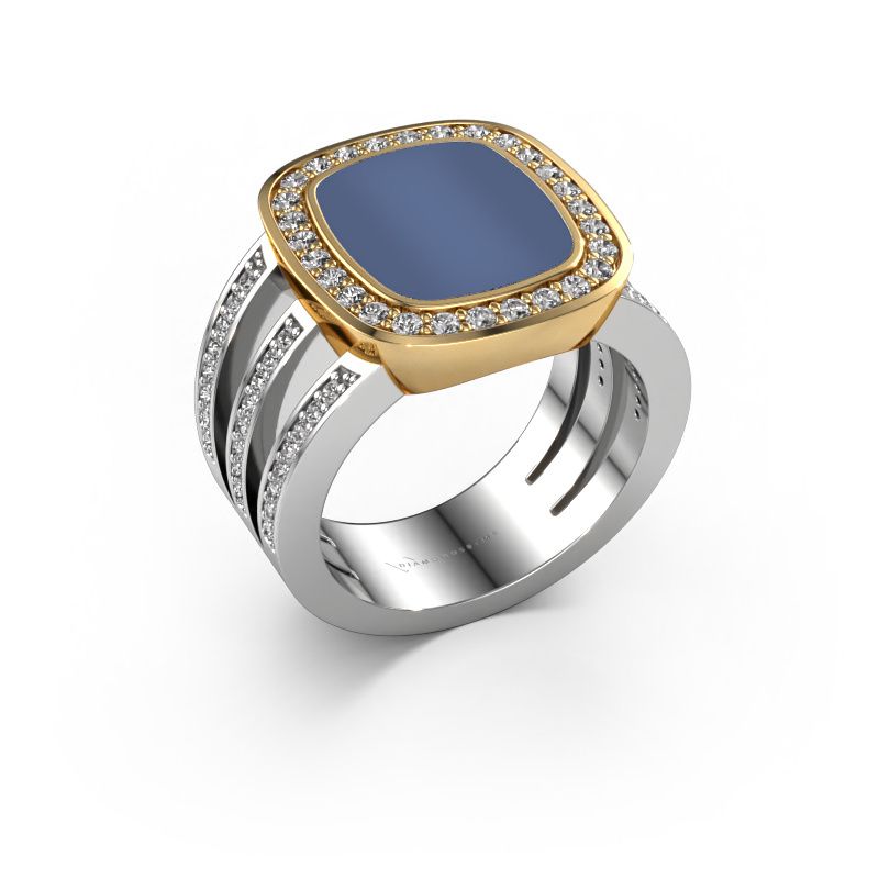 Signet ring Tijn 585 white gold blue sardonyx 13x11 mm
