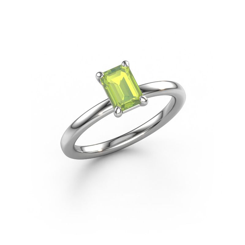 Verlovingsring Simone EME 1 585 witgoud peridoot 6.5x4.5 mm