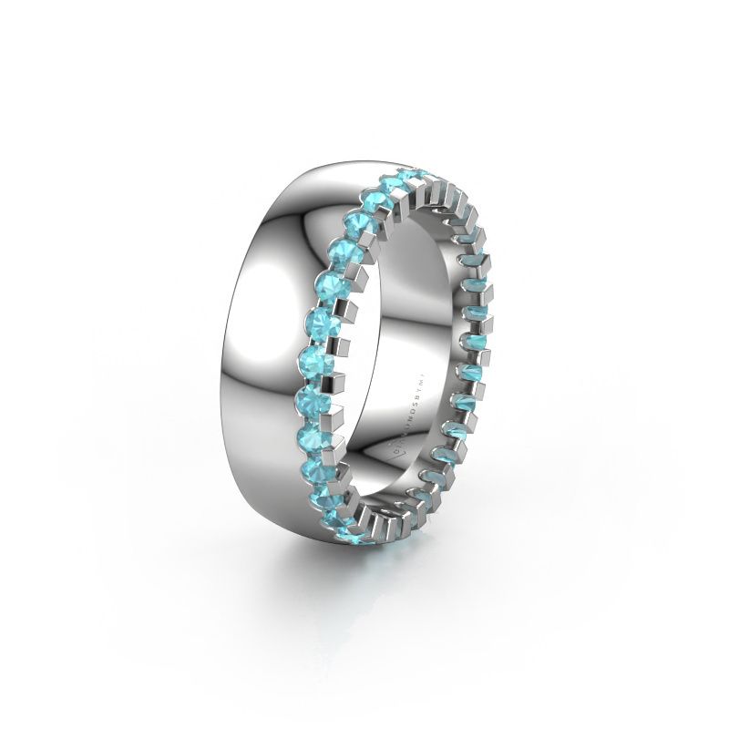 Wedding ring WH6120L27C 585 white gold blue topaz ±7x2.2 mm