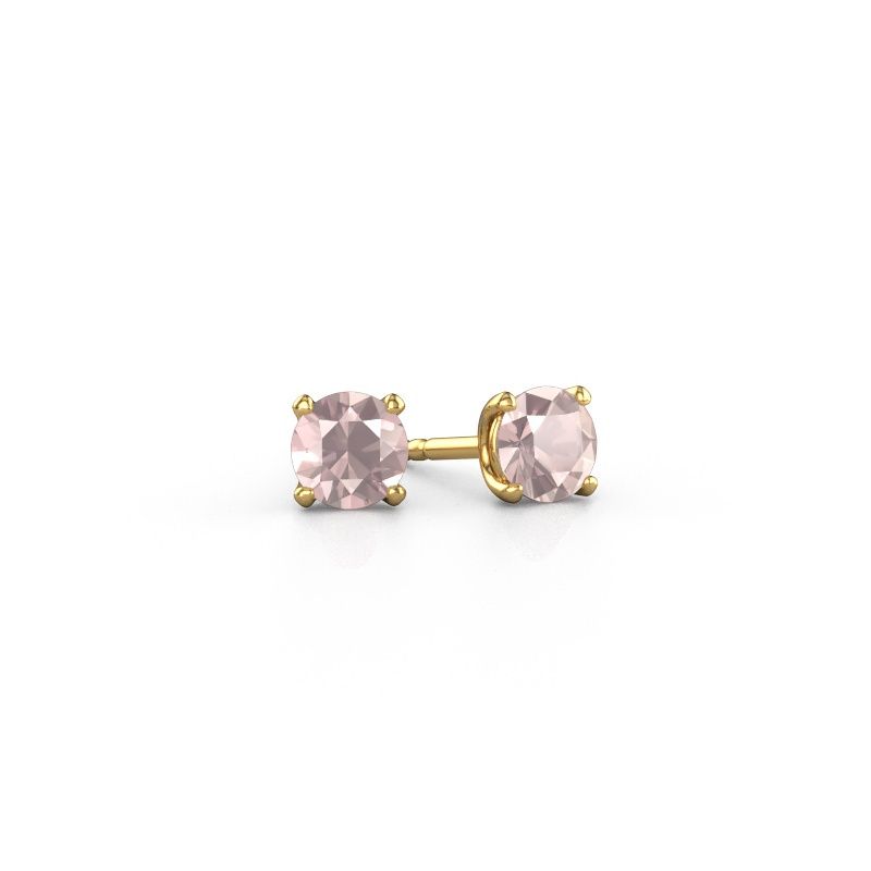 Stud earrings Sam RND 585 gold morganite champagne 5 mm
