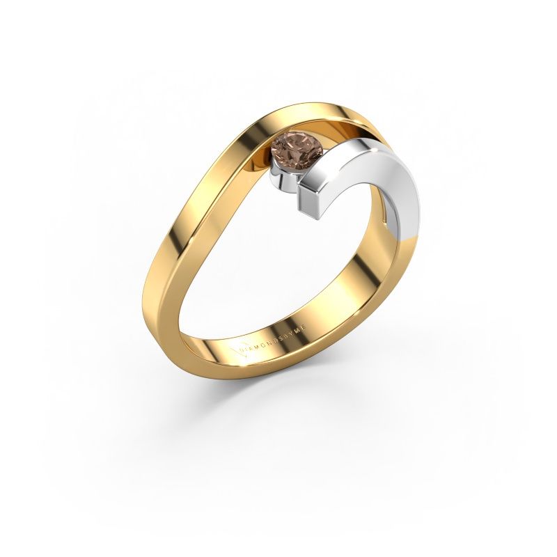 Bague Evalyn 1 585 or jaune diamant brun 0.20 crt