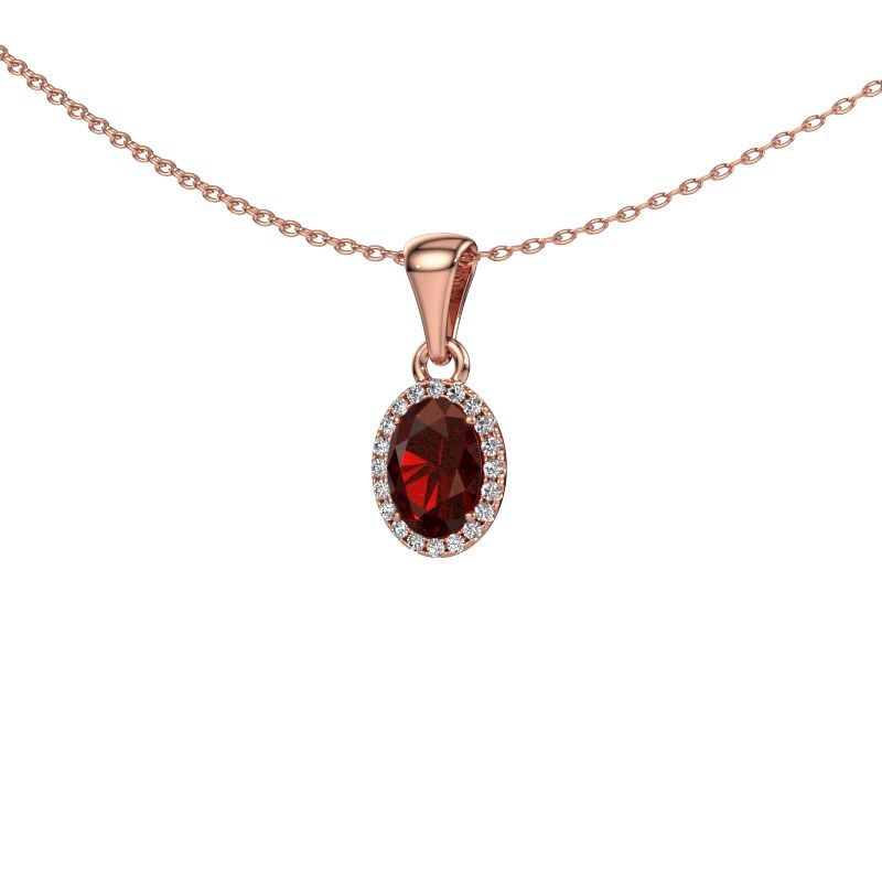 Pendentif Seline ovl 585 or rose grenat 7x5 mm