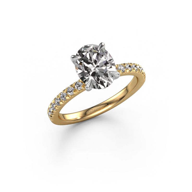 Engagement ring Crystal OVL 2 585 gold zirconia 9x7 mm