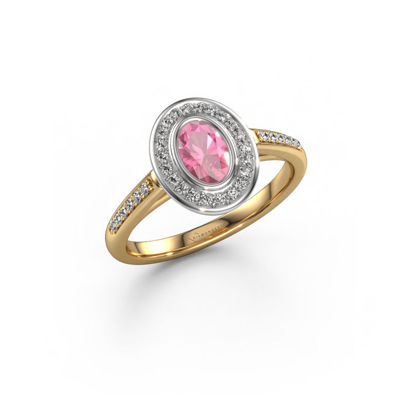 Engagement ring Noud 2 OVL 585 gold pink sapphire 6x4 mm