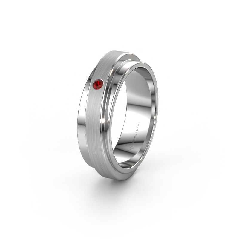 Bague de mariage WH2220L16D 585 or blanc grenat ±6x2.2 mm