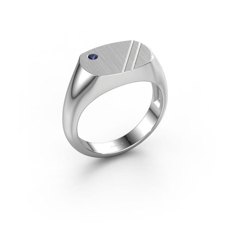 Heren ring Bram 2 585 witgoud saffier 2 mm