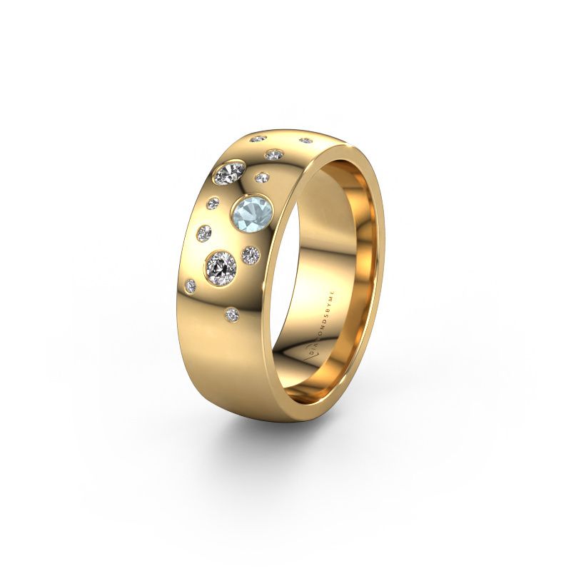 Wedding ring WH0141L26BP 585 gold aquamarine ±7x2 mm