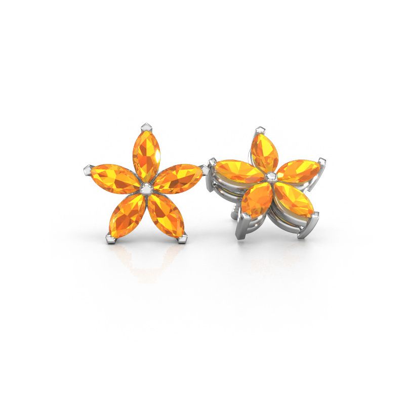 Stud earrings Sylvana 585 white gold citrin 5x2.5 mm