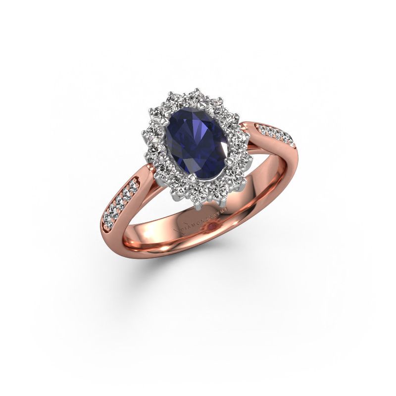 Verlobungsring Margien 2 585 Roségold Saphir 7x5 mm