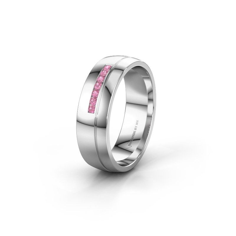 Image of Wedding ring WH0308L26AP<br/>950 platinum ±6x1.7 mm<br/>Pink sapphire