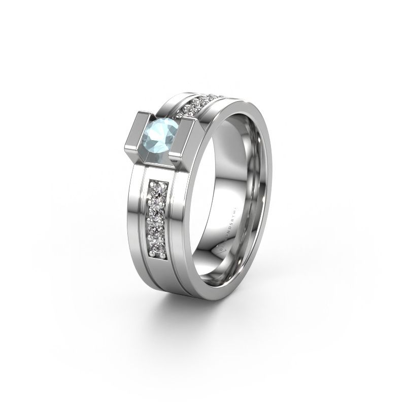 Wedding ring WH2092L16BP 950 platinum aquamarine ±0.26x0.08 in
