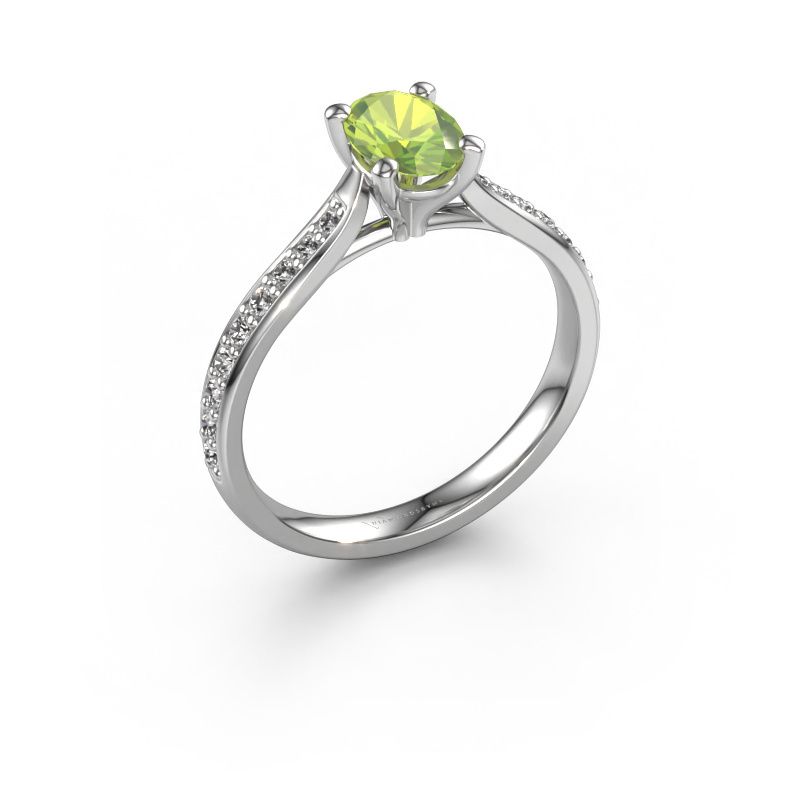 Verlobungsring Mignon OVL 2 585 Weißgold Peridot 7x5 mm