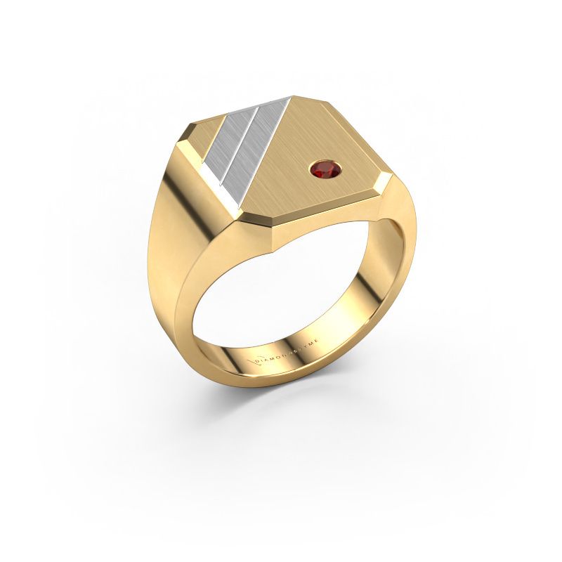 Signet ring Patrick 3 585 gold garnet 2.5 mm