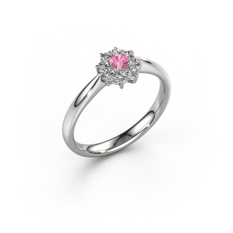 Bague de fiançailles Carolyn 1 585 or blanc saphir rose 3 mm
