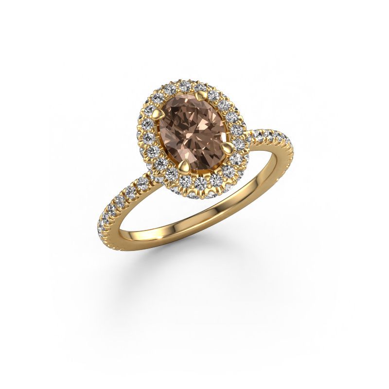 Engagement ring Talitha OVL 585 gold brown diamond 1.444 crt