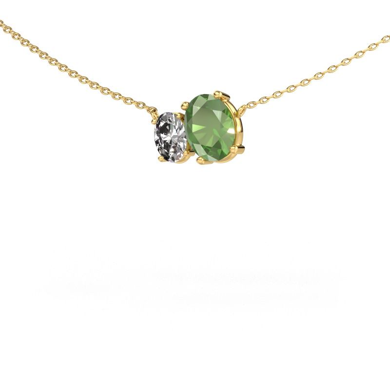 Hanger Toi et Moi OVL OVL 585 goud toermalijn groen 8x6 mm