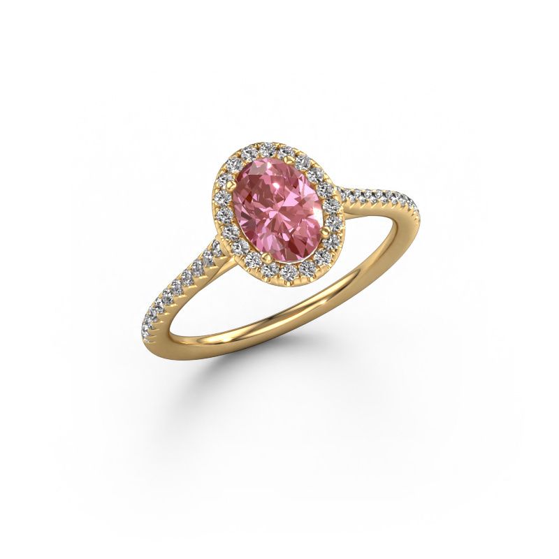 Engagement ring Seline ovl 2 585 gold pink lab grown diamond 7x5 mm