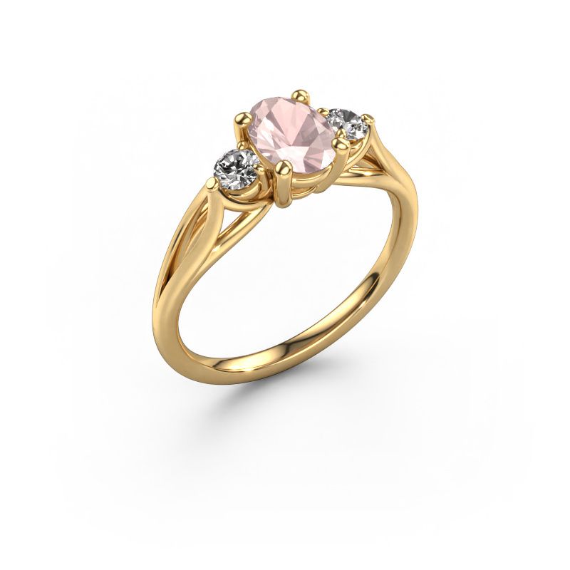 Engagement ring Amie OVL 585 gold morganite champagne 7x5 mm