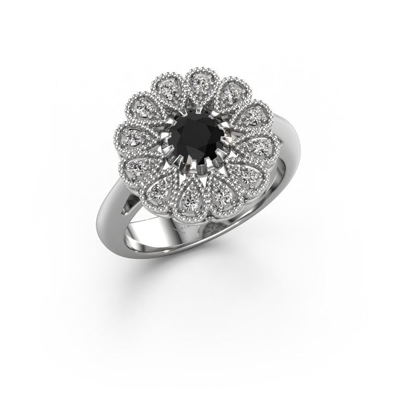 Bague de fiançailles Kaat 585 or blanc diamant noir 0.78 crt
