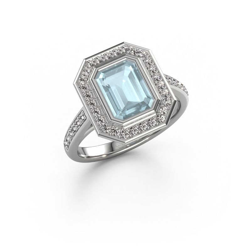Verlobungsring Noud 2 EME 585 Weißgold Aquamarin 8x6 mm